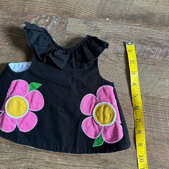 Baby Mud Pie Black Pink Floral Tank Top 0-6 Months - Picture 9 of 10